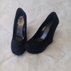 Brash High Platform Wedge Pumps Soft Black Size 7